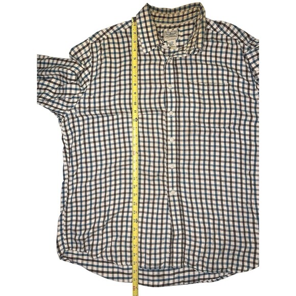 L.L.Bean Lightweight Button-Up Shirt XL Reg White Blue/Black Plaid Casualwear - Picture 5 of 6